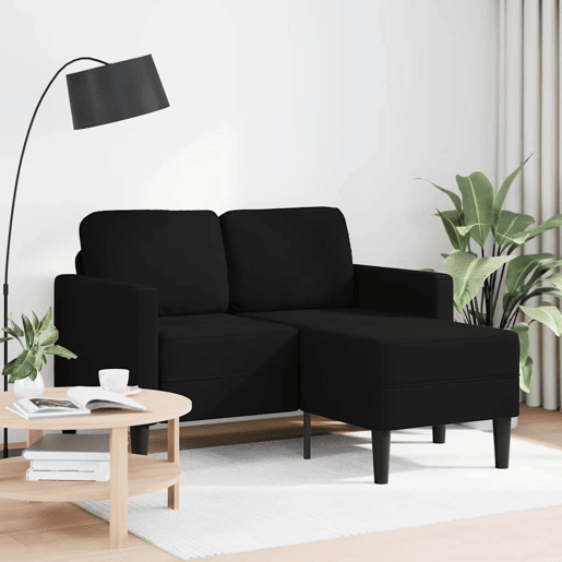 Sofá 2 lugares - Sofá fixo com Chaise em L 125 cm tecido preto