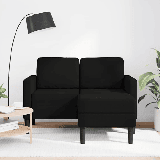 Sofá 2 lugares - Sofá fixo com Chaise em L 125 cm tecido preto