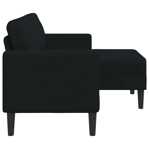 Sofá 2 lugares - Sofá fixo com Chaise em L 125 cm tecido preto