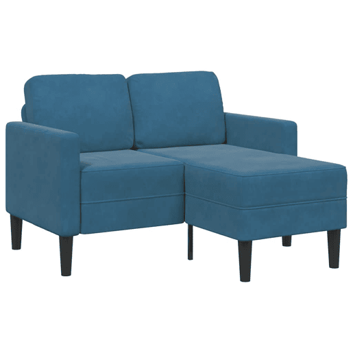 Sofá 2 lugares - Sofá fixo com Chaise em L 125 cm veludo azul