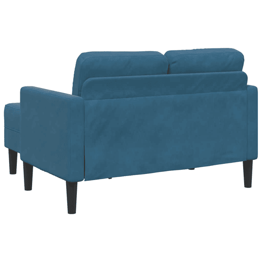 Sofá 2 lugares - Sofá fixo com Chaise em L 125 cm veludo azul