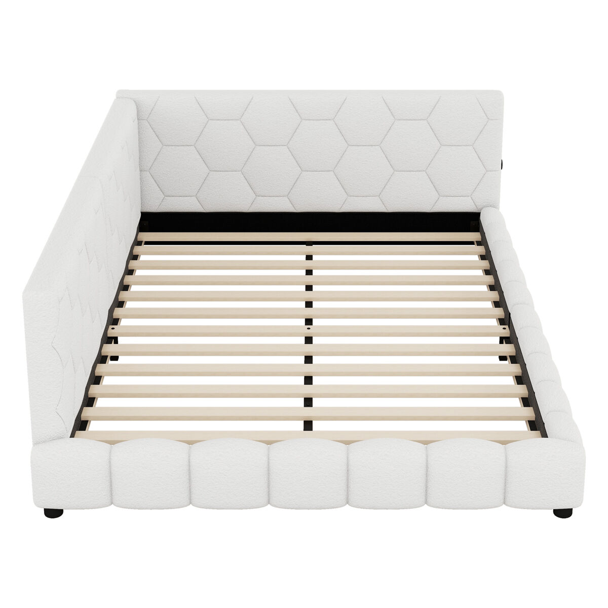 Sofá cama de terciopelo 140x200 cm - con led y puerto usb - blanco
