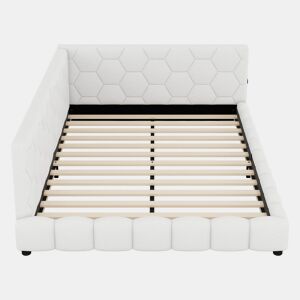 Sofá-cama de veludo 140x200 cm - com LED e porta USB - Branco