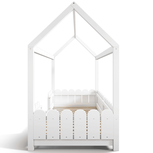 Cama de cabina 90x200cm madeira maciça - com proteção anti-queda - Branco