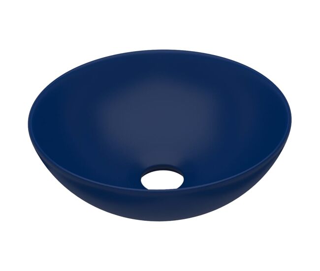 Lavabo - lavamanos de cuarto de baño redondo de cerámica azul oscuro