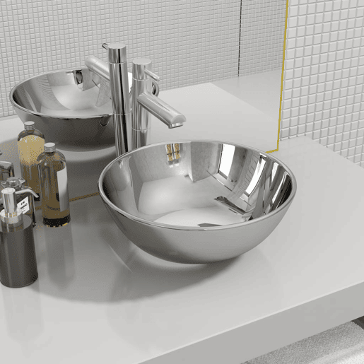 Lavatório - Lavabo - Pia de banheiro 28x10 cm cerâmica prateado