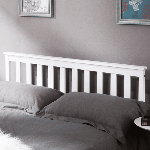Cama para adultos 140x200 cm de madeira maciça com estrado de ripas - Branco