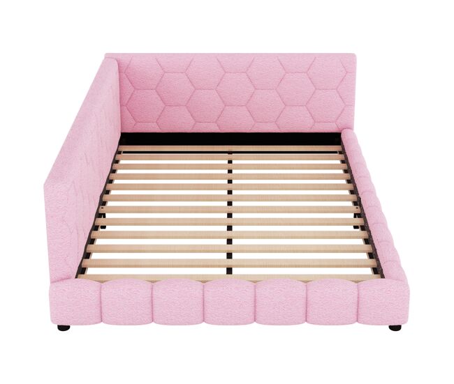 Sofá cama de terciopelo 140x200 cm - con led y puerto usb - rosa