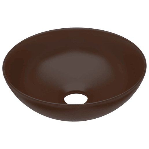 Lavatório - Lavabo - Pia de banheiro de casa banho redondo cerâmica castanho-escuro