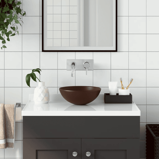 Lavatório - Lavabo - Pia de banheiro de casa banho redondo cerâmica castanho-escuro