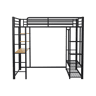 Cama mezzanine metálica 140x200 cm - com mesa e prateleiras - Preto