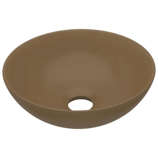 Lavatório - Lavabo - Pia de banheiro de casa de banho redondo cerâmica creme mate