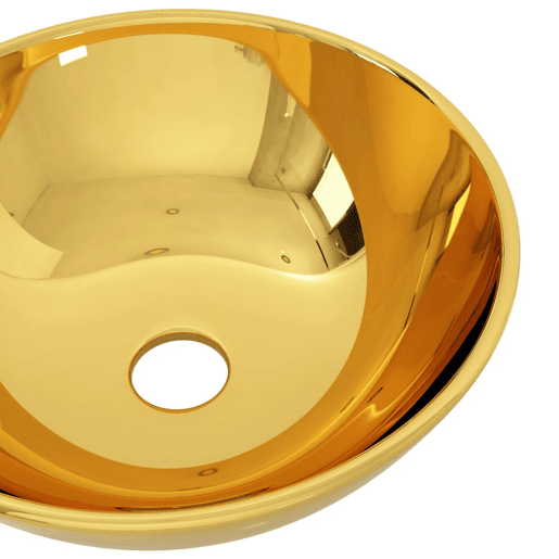 Lavatório - Lavabo - Pia de banheiro 28x10 cm cerâmica dourado
