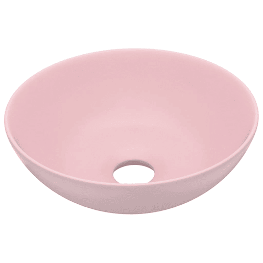 Lavatório - Lavabo - Pia de banheiro de casa de banho redondo cerâmica rosa mate