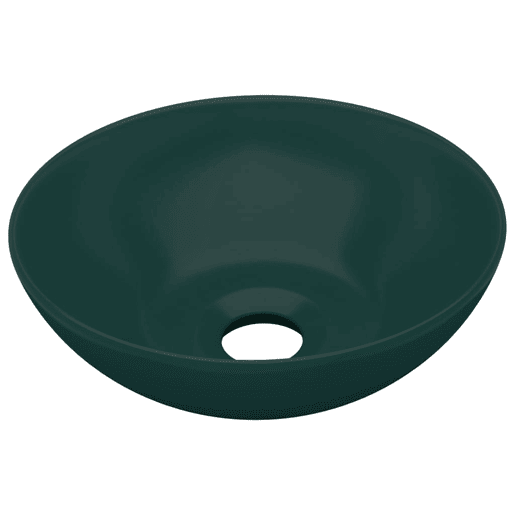 Lavatório - Lavabo - Pia de banheiro de casa banho redondo cerâmica verde-escuro
