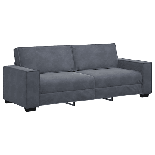 Sofá de 3 lugares - Sofá fixo 180 cm veludo cinza-escuro