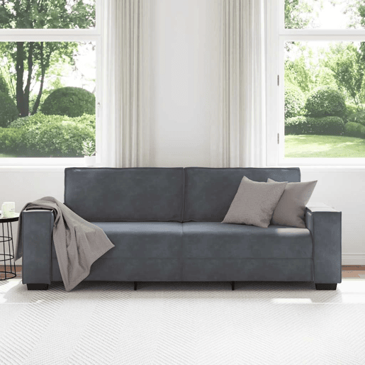 Sofá de 3 lugares - Sofá fixo 180 cm veludo cinza-escuro