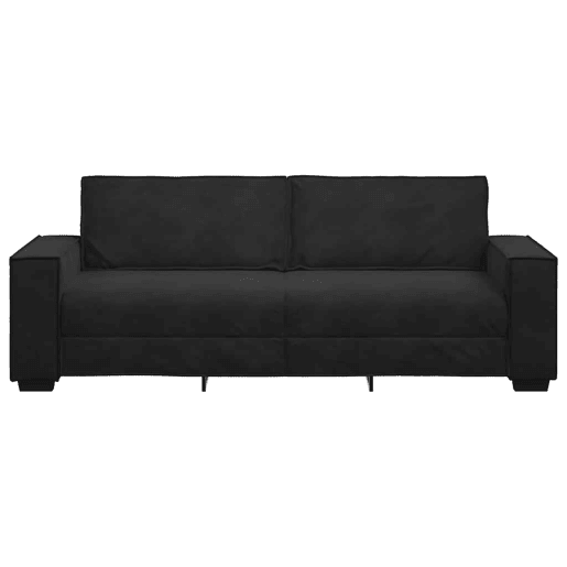 Sofá de 3 lugares - Sofá fixo 180 cm veludo preto