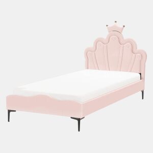 Cama infantil Coroa Veludo RUBIAN 90 x 200 cm Com luzes LED Rosa