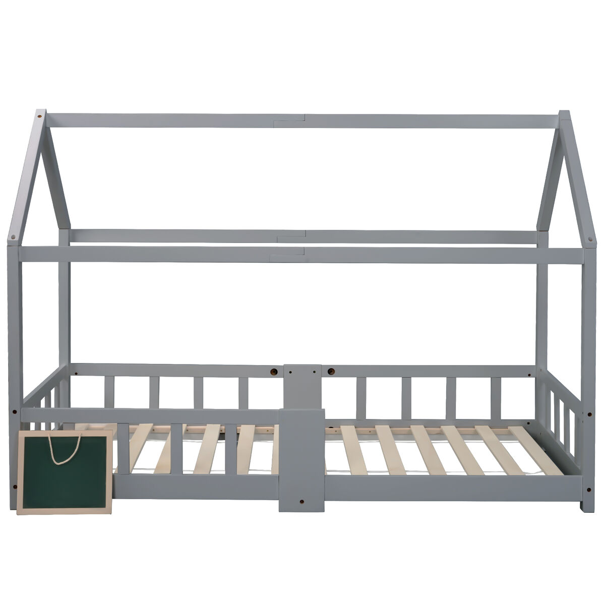 Cama cabina 90x200 cm de madera maciza - con pizarra - gris