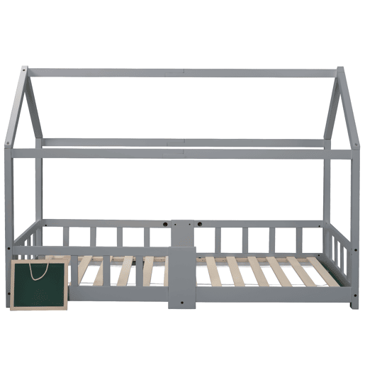 Cabine-cama 90x200 cm em madeira maciça - com ardósia - Cinzento