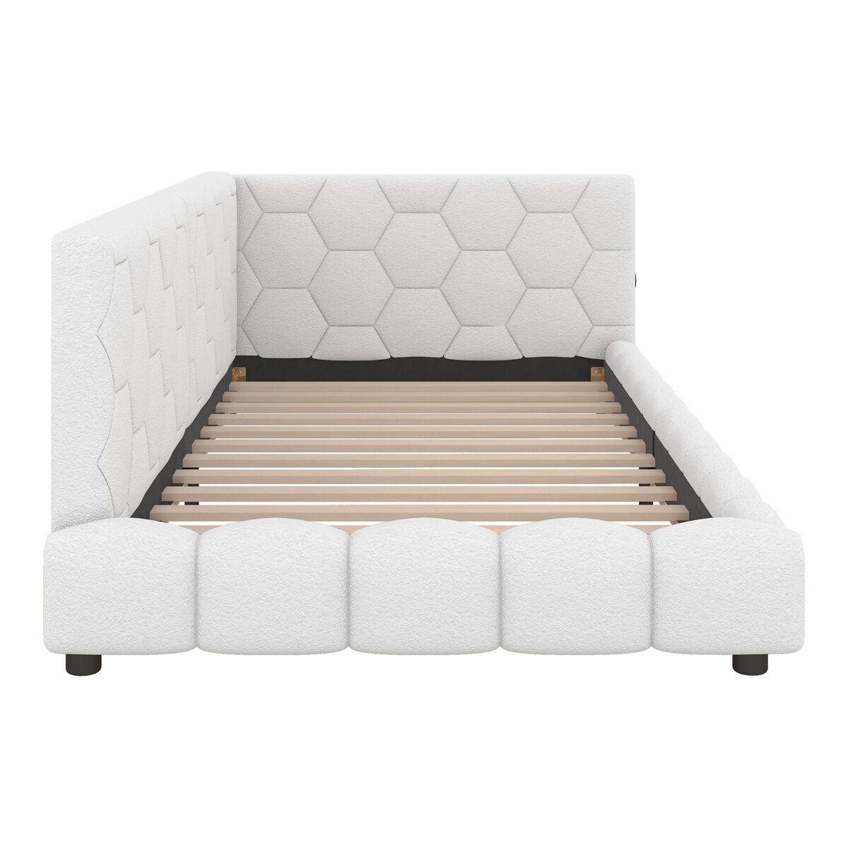 Sofá cama de terciopelo 90x200 cm - con led y puerto usb - blanco