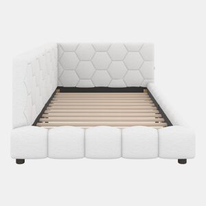 Sofá-cama de veludo 90x200 cm - com LED e porta USB - Branco