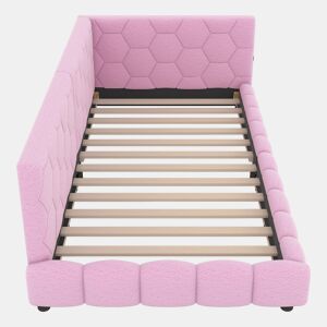 Sofá-cama de veludo 90x200 cm - com LED e porta USB - Rosa