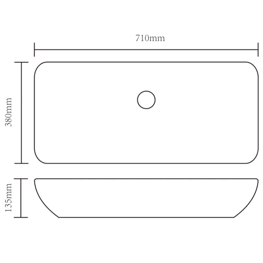 Lavatório - Lavabo - Pia de banheiro Cerâmica de luxo Retangular Branca 71 x 39 cm