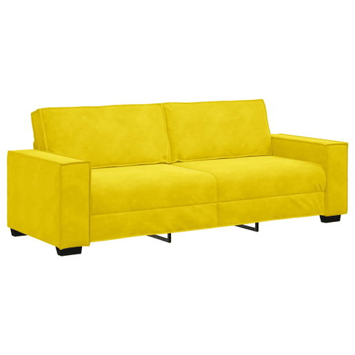 Sofá de 3 lugares - Sofá fixo 180 cm veludo amarelo