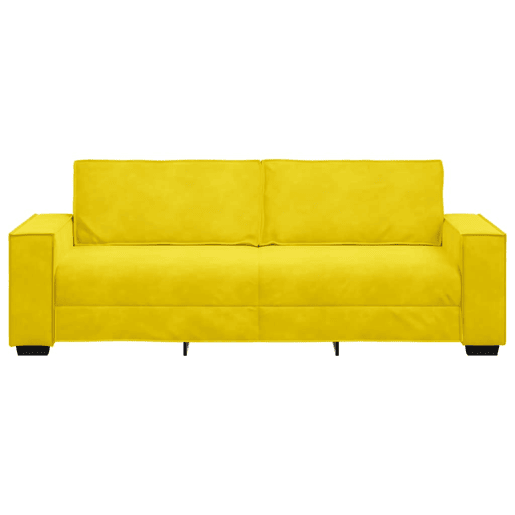 Sofá de 3 lugares - Sofá fixo 180 cm veludo amarelo
