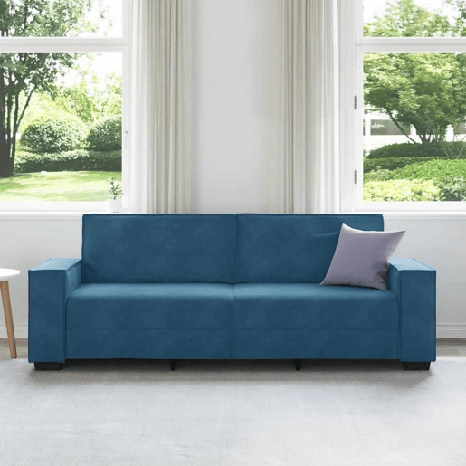 Sofá de 3 lugares - Sofá fixo 180 cm veludo azul