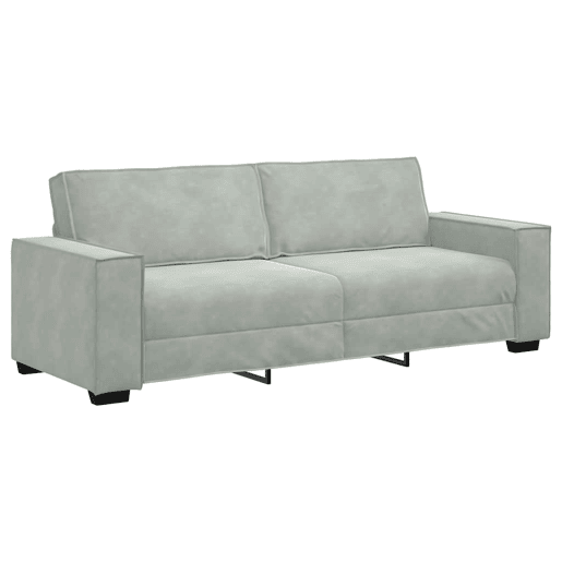 Sofá de 3 lugares - Sofá fixo 180 cm veludo cinzento-claro