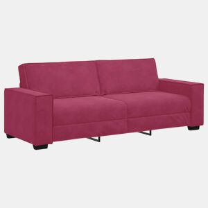 Sofá de 3 lugares - Sofá fixo veludo 180 cm vermelho tinto