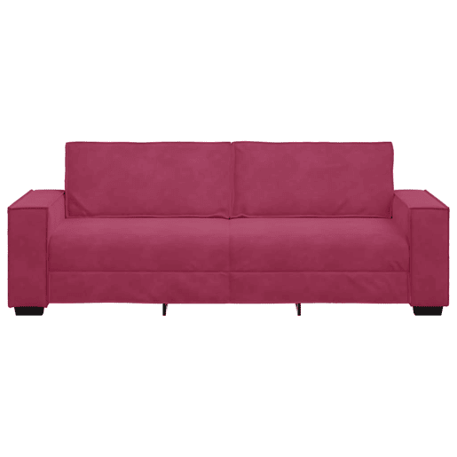 Sofá de 3 lugares - Sofá fixo veludo 180 cm vermelho tinto