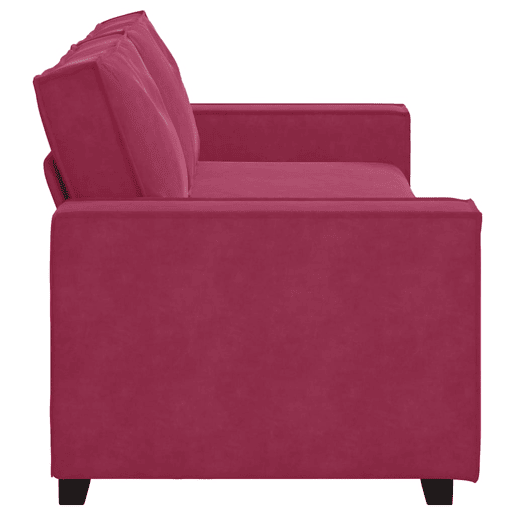 Sofá de 3 lugares - Sofá fixo veludo 180 cm vermelho tinto