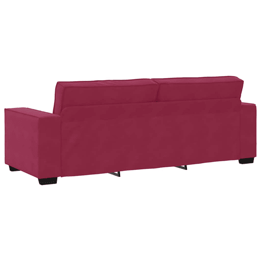 Sofá de 3 lugares - Sofá fixo veludo 180 cm vermelho tinto