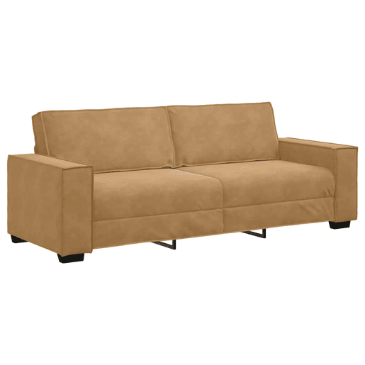 Sofá de 3 lugares - Sofá fixo 180 cm veludo castanho