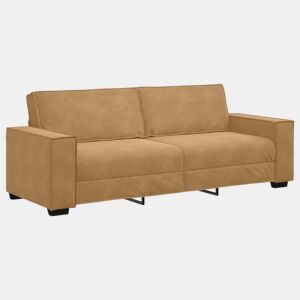 Sofá de 3 lugares - Sofá fixo 180 cm veludo castanho