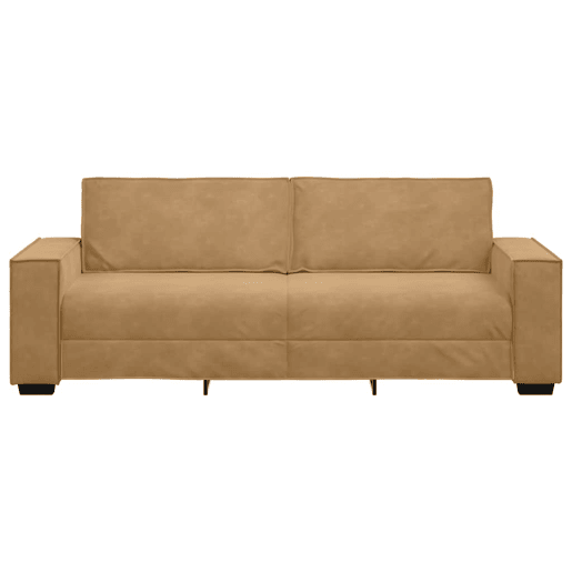 Sofá de 3 lugares - Sofá fixo 180 cm veludo castanho