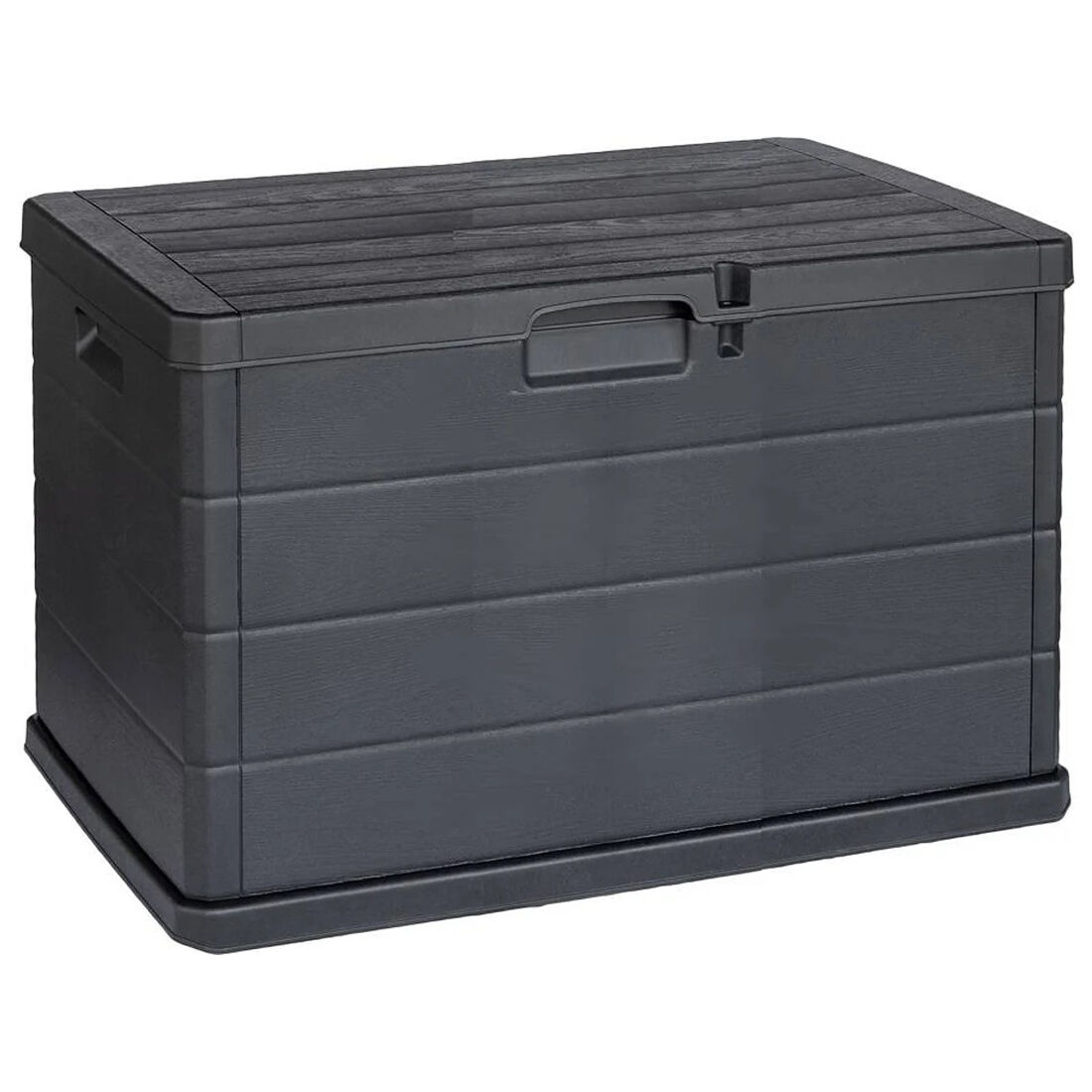 Acomoda textil – baúl de almacenaje para jardín con capacidad de 170 litros. arcón exterior de resina y sistema de cierre para ordenación en patio y terraza, antracita 76x55x52 cm.