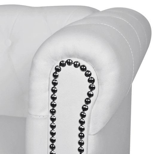 Sofá Chesterfield de 2 lugares - Sofá fixo em couro artificial branco
