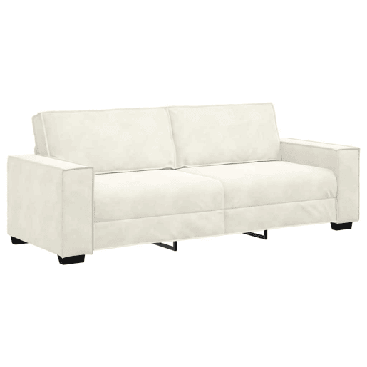 Sofá de 3 lugares - Sofá fixo 180 cm veludo cor creme