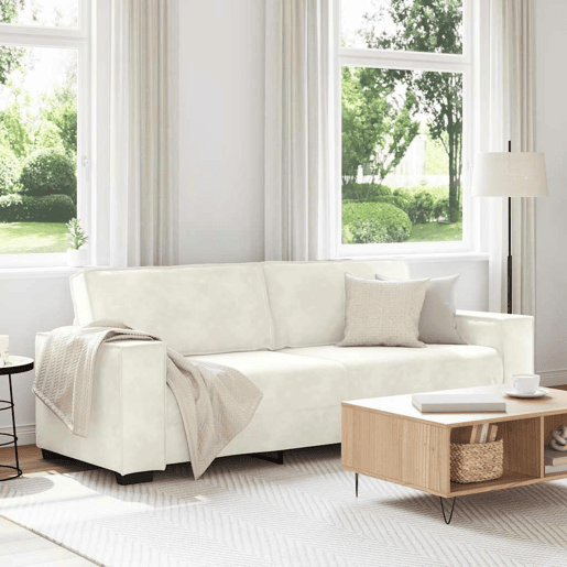 Sofá de 3 lugares - Sofá fixo 180 cm veludo cor creme