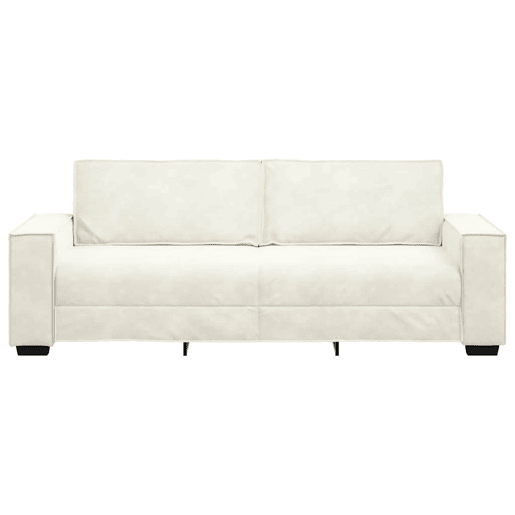 Sofá de 3 lugares - Sofá fixo 180 cm veludo cor creme