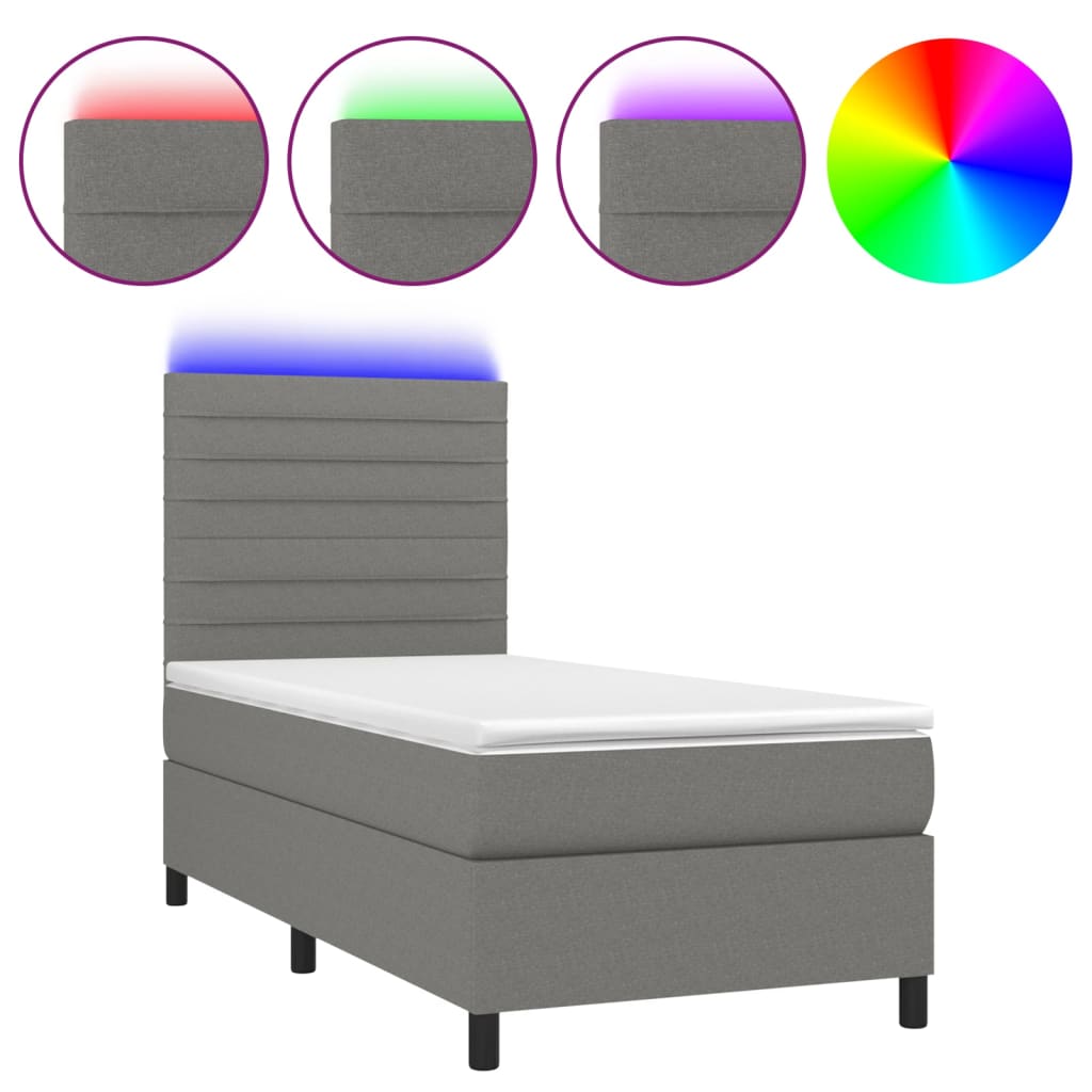 Cama box spring 100x200 Gris Oscuro