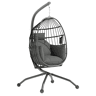 Outsunny Cadeira Suspensa com Suporte Cadeira Baloiço de Jardim com Cesto DobrÔvel Almofada e Apoio para a Cabeça Cadeirão Suspenso para Interior e Exterior Carga 120 kg 120x88x192 cm Preto