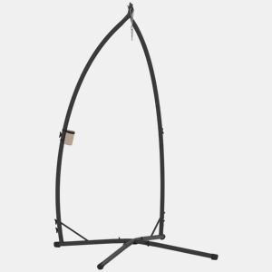 Outsunny Suporte para Cadeira Suspensa Altura 215 cm com Estrutura de Aço Base Estável e Suporte para Copos Suporte para Cadeira de Baloiço para Pátio Jardim Varanda Carga 150 kg 105x105x215 cm Preto