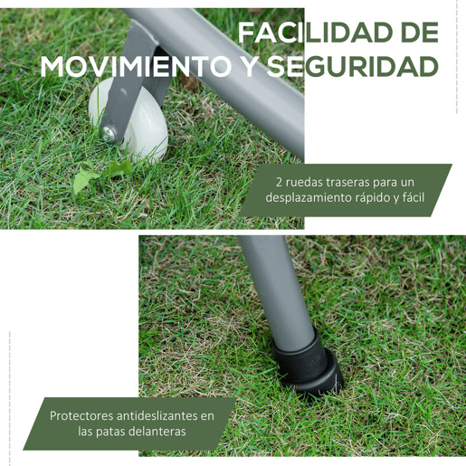 Outsunny Espreguiçadeira Dupla de Jardim com Toldo Ajustável Espreguiçadeira de Jardim com 2 Almofadas para 2 Pessoas Espreguiçadeira de Piscina com 2 Rodas 200x175x134 cm Cinza