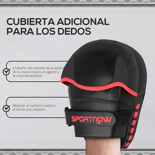 SPORTNOW Plastrons de Boxeo Paos de Muay Thai MMA para Treino de Boxeo Boxing Karate Taekwondo Artes Marciais 24x19x4 cm Preto